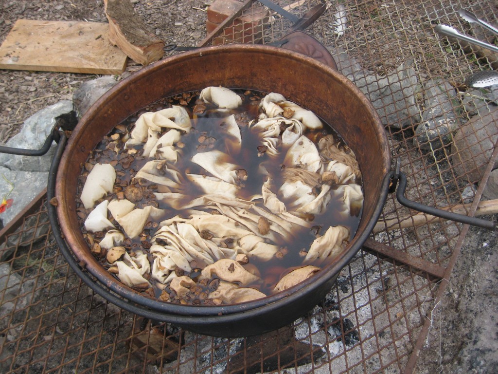 cloth soaking in tannins