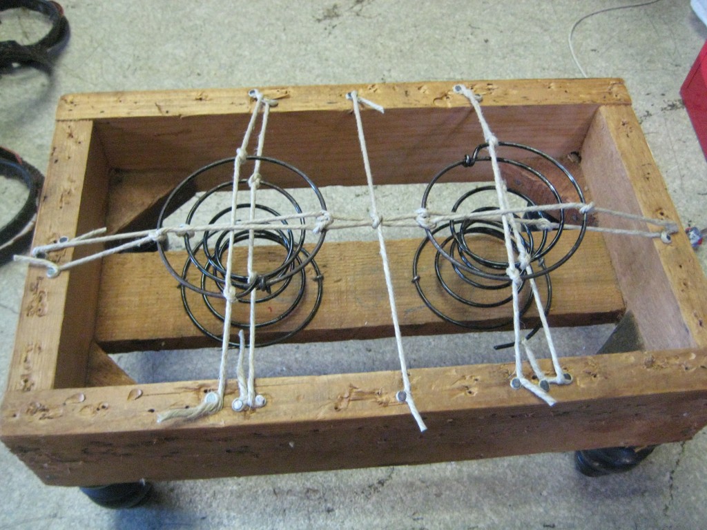 footstool springs tied