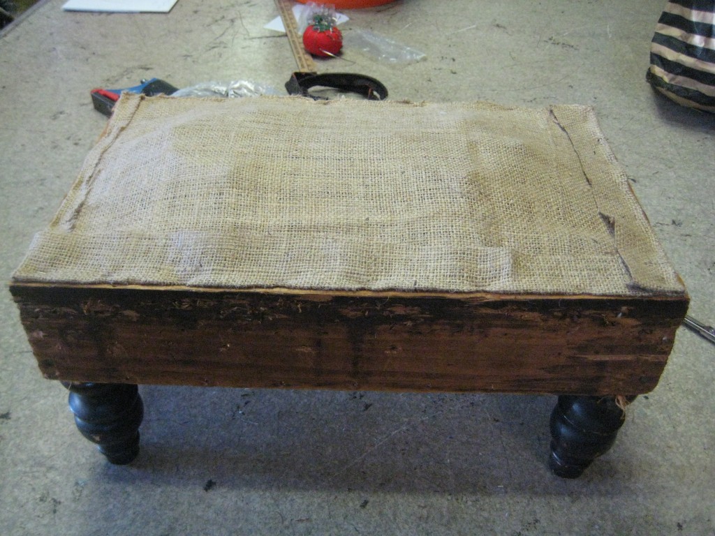 footstool burlap