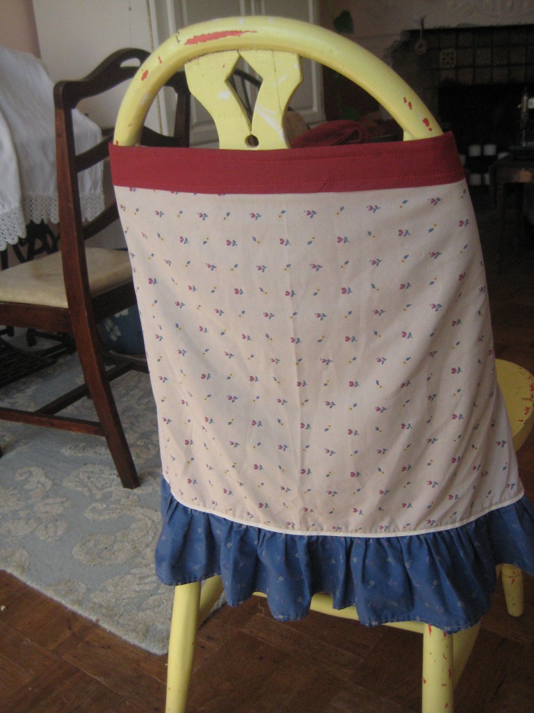 finished apron on chair